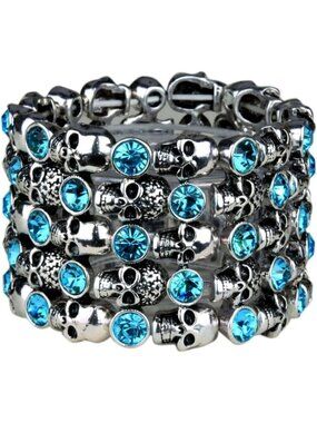 ❤️ Angel Jewelry Women's Crystal Skull Stretch Cuff Bracelet Stylish Jwellery